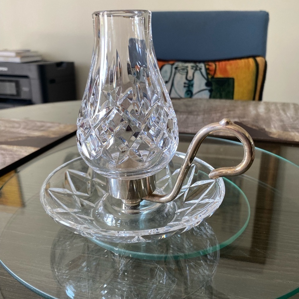 Waterford Crystal Candle Holder with Silver Accent